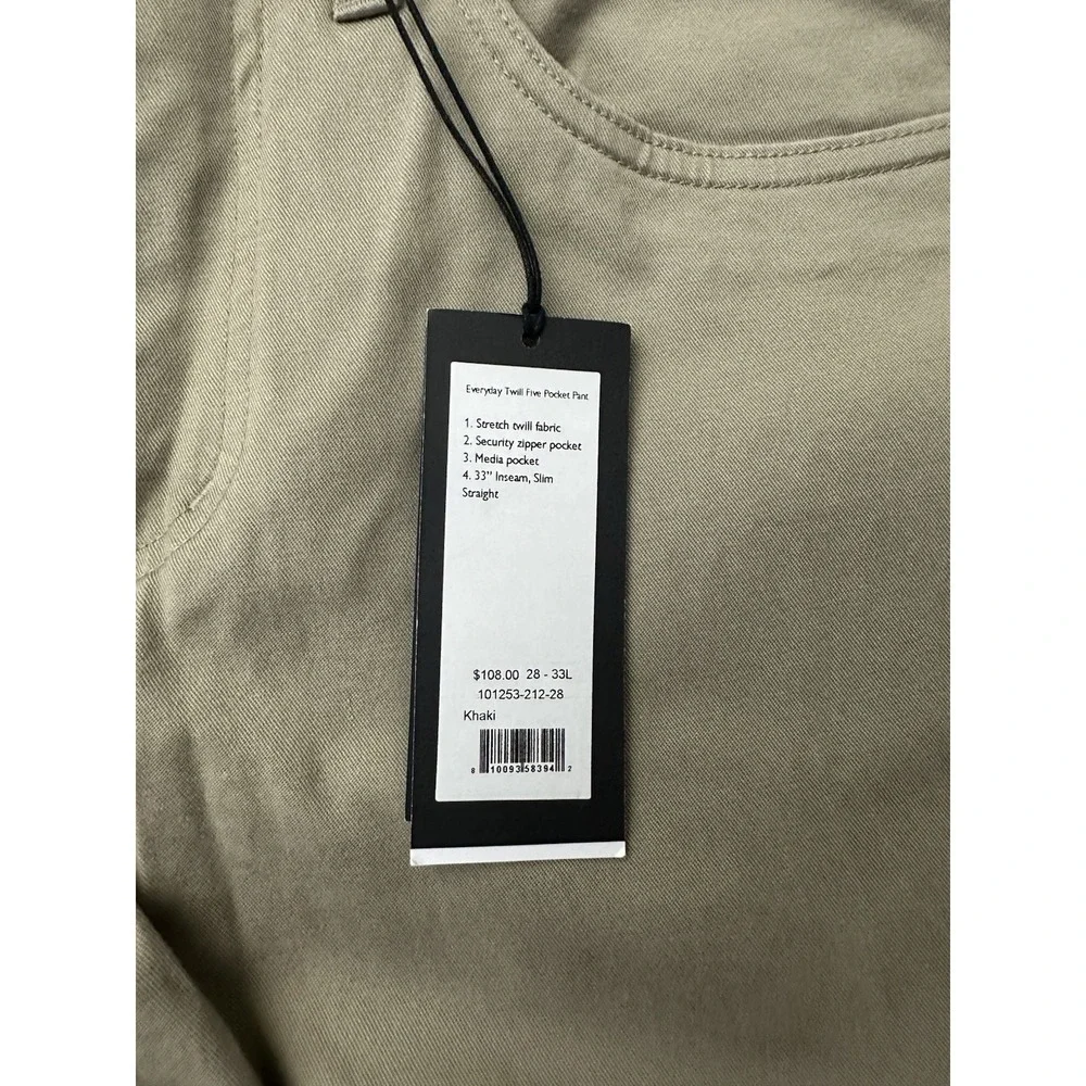 Rhone Pants Mens Tan Slim Straight Khaki Everyday Twill 5 Pocket Stretch 28 x 33